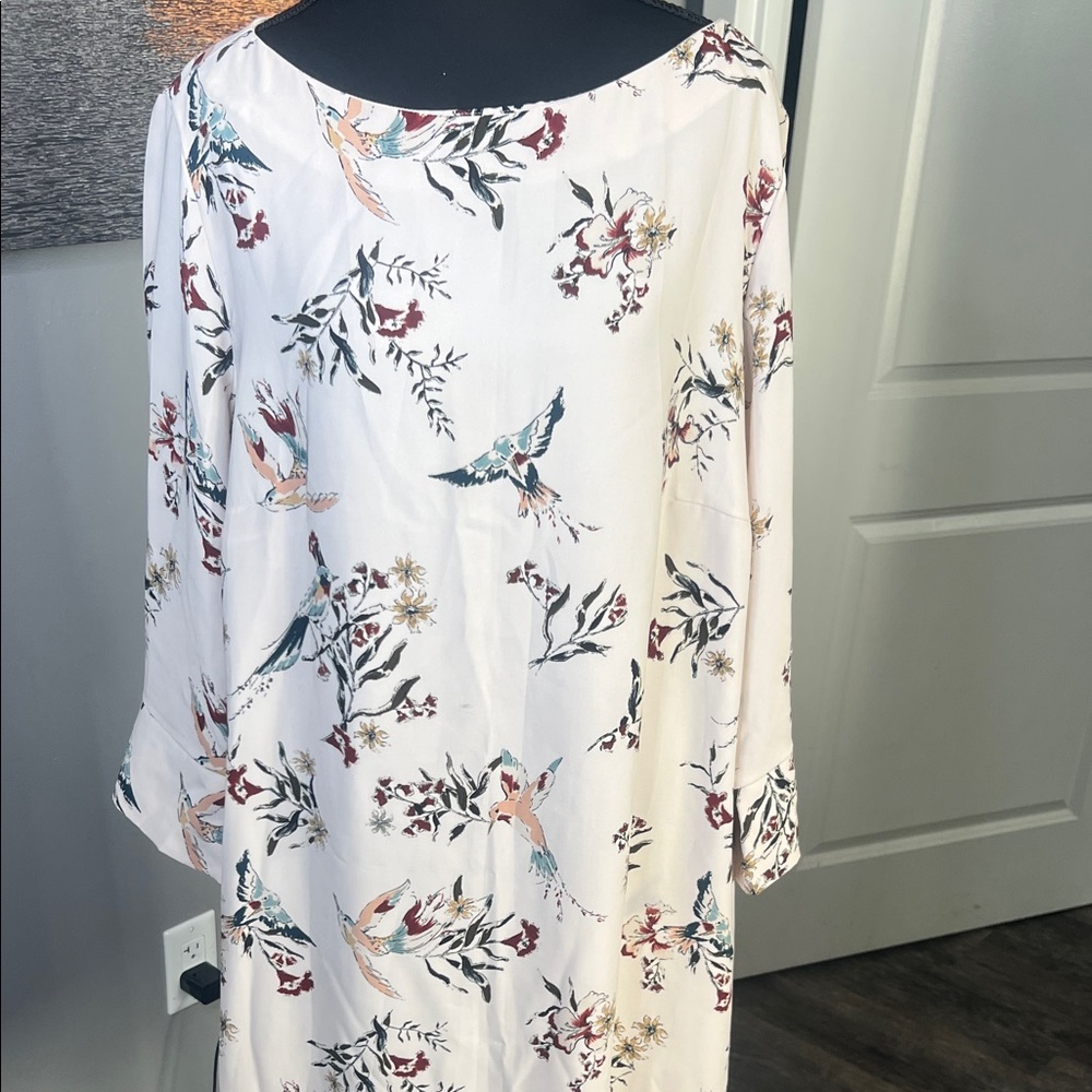 H&M White Floral Long Sleeve Dress